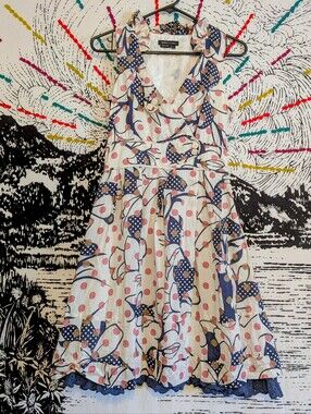 Y2K Twee Floral Polka Dot Fit and Flare Dress